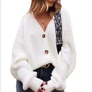 Angashion Women's V Neck Button Down Long Sleeve Cable Knit Cardigan Sweaters